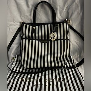 Henri Bendel Black and White Striped Tote